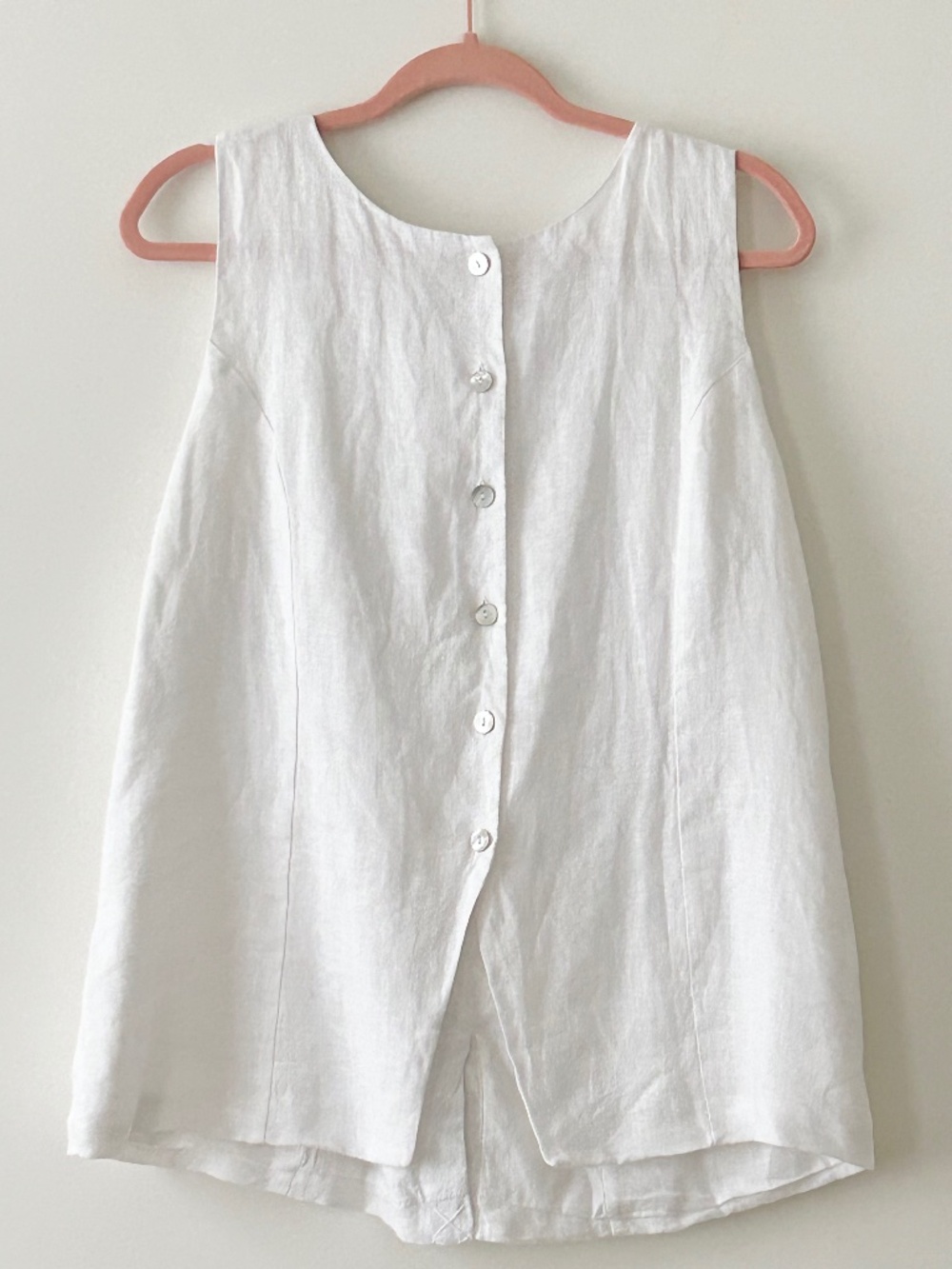 Rachel Zoe 100% Linen White Button Up Tank Top